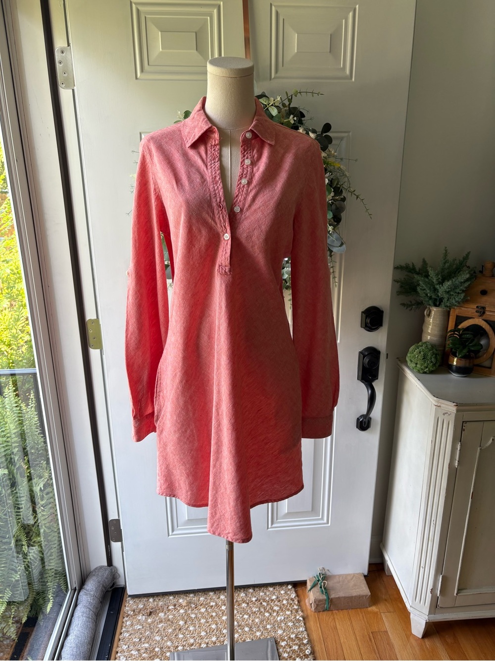 Women’s Coral Pink Mini Shirt Dress